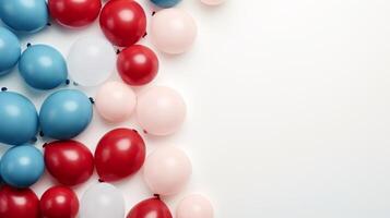 AI generated abstract minimalist background with red and blue balloons. photo