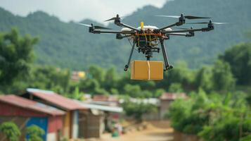 AI generated A drone delivering essential supplies to remote areas during disaster relief efforts, offering hope photo