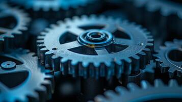 AI generated A close-up of gears and cogs, symbolizing the seamless machinery of innovation photo