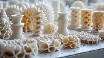 AI generated A detailed close-up of 3D-printed components, revealing layers of innovation photo