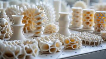 AI generated A detailed close-up of 3D-printed components, revealing layers of innovation photo