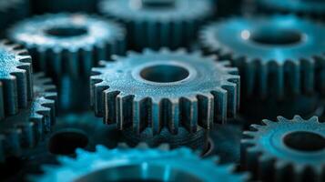 AI generated A close-up of gears and cogs, symbolizing the seamless machinery of innovation photo