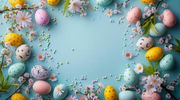 AI generated A festive backdrop for your Easter memories, enclosed within an egg-shaped frame photo