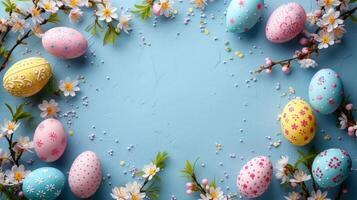 AI generated A festive backdrop for your Easter memories, enclosed within an egg-shaped frame photo
