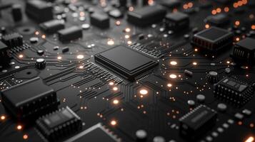 AI generated A monochromatic circuitry design, exuding a minimalist and sophisticated allure photo
