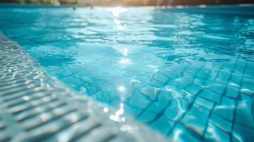 AI generated A pristine swimming pool, where swimmers glide through crystal-clear water photo