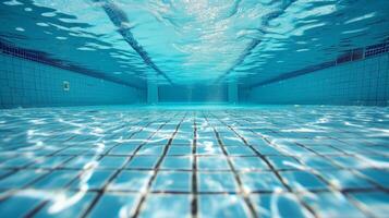 ai generado un prístino nadando piscina, dónde nadadores planeo mediante claro como el cristal agua foto