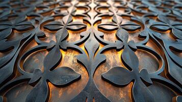 AI generated A precise laser-cut pattern on metal, embodying precision craftsmanship photo