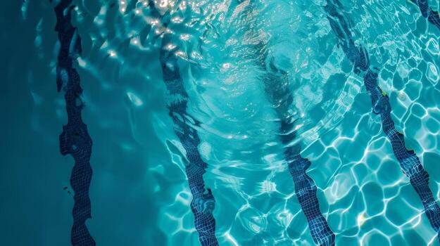 AI generated A pristine swimming pool, where swimmers glide through crystal-clear water photo