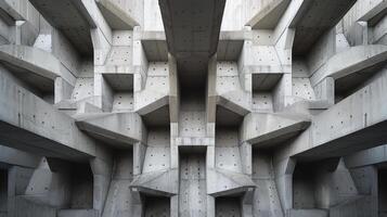 ai generado el geométrico patrones de un estacionamiento garaje hormigón estructura, un testamento a urbano diseño foto