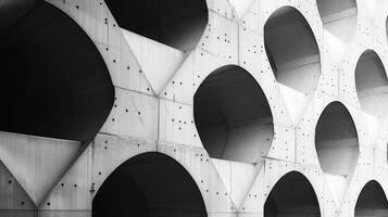 ai generado el geométrico patrones de un estacionamiento garaje hormigón estructura, un testamento a urbano diseño foto