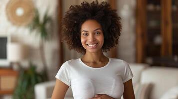 AI generated A photo of a joyful pregnant woman, emphasizing healthcare services.