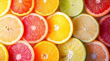 AI generated A mosaic of vibrant fruit slices, highlighting the importance of nutrition. photo