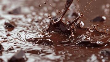 AI generated Abstract art of melting chocolate, ideal for showcasing dessert creations photo