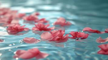 AI generated Floating petals on rippling water, representing relaxation and rejuvenation photo
