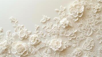 AI generated Intricate lace patterns in white and ivory, evoking elegance and femininity photo