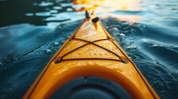 ai generado kayak escapada. ondulación agua patrones y kayac motivos reflejar el emoción de kayak aventuras foto