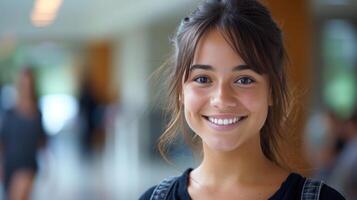 ai generado apoyo social obrero. un joven social del trabajador compasivo sonrisa simboliza su Dedicación a Ayudar otros foto