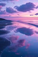 AI generated Soft, pastel hues reflecting off a tranquil seascape during twilight. photo