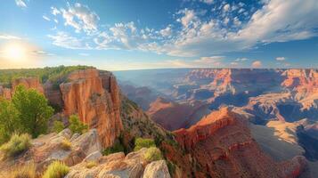 AI generated Witnessing the wonder of the Grand Canyon, with its vast, colorful landscapes photo