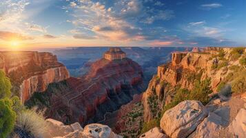 AI generated Witnessing the wonder of the Grand Canyon, with its vast, colorful landscapes photo