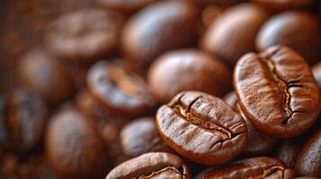 AI generated Close-up of coffee beans, emitting a fragrant aroma, promising a flavorful experience photo