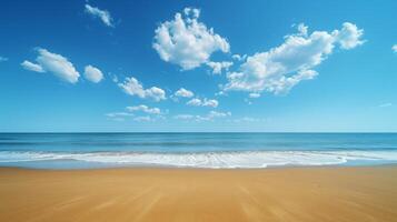 AI generated Minimalistic golden sands against a brilliant blue sky create a quintessential summer setting photo