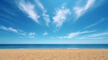 AI generated Minimalistic golden sands against a brilliant blue sky create a quintessential summer setting photo