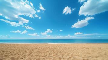 AI generated Minimalistic golden sands against a brilliant blue sky create a quintessential summer setting photo