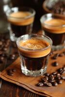 AI generated A shot of espresso, with its rich crema and dark hues, exudes sophistication. photo