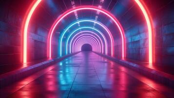 AI generated Bright neon lights and futuristic designs create a dynamic, energetic atmosphere photo