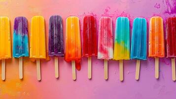 AI generated Bold popsicle illustrations on a bright canvas bring a playful and summery vibe to the scene photo