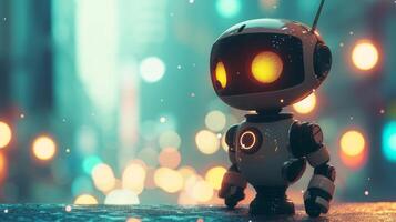 AI generated Minimalistic, robot-themed design with a bright and lively technological background photo