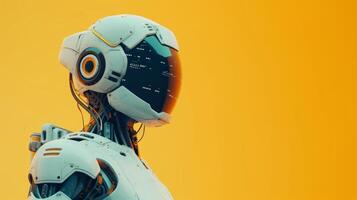 AI generated Minimalistic, robot-themed design with a bright and lively technological background photo
