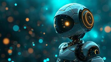 AI generated Minimalistic, robot-themed design with a bright and lively technological background photo