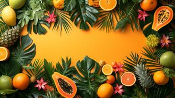 AI generated A burst of tropical foliage and vibrant fruits set the stage for a lively photo