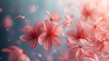 AI generated A gentle breeze causing delicate petals to flutter gracefully photo