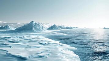 ai generado sutil glacial texturas y sombras de azul evocar el sereno belleza de el ártico paisaje foto