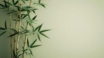 AI generated Minimalistic bamboo stalks and leaves against a neutral backdrop create a sense of tranquility photo