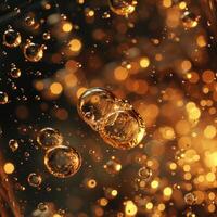 AI generated Effervescent soda bubbles dance in a glass photo