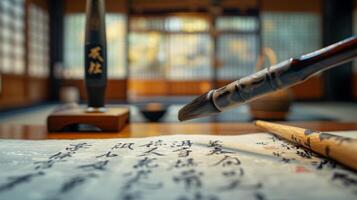 AI generated Elegant shots capturing the art of Chinese calligraphy photo