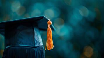 ai generado un sencillo fondo acentuando un graduación gorra foto