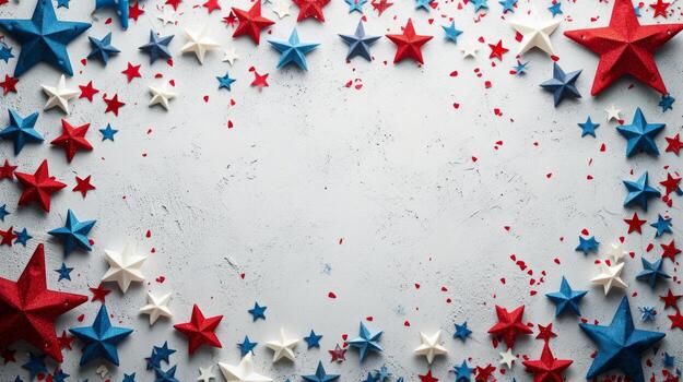 AI generated Minimalist setup with understated patriotic accents photo