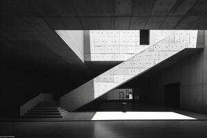 AI generated Bold geometric shapes juxtapose against each other, creating a dynamic interplay of light and shadow. photo
