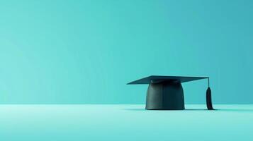 AI generated A serene composition with a solitary graduation cap, evoking a sense of pride and accomplishment photo