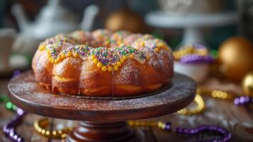 ai generado delicioso fotografias presentando el icónico Rey pastel foto