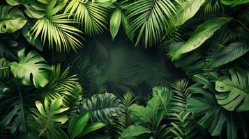 AI generated Simple backdrops adorned with lush tropical leaves, exuding a touch of exotic elegance photo