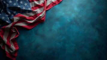 AI generated Minimalist decor with a contemporary twist, showcasing the colors of the American flag in a sleek backdrop photo