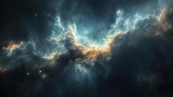 AI generated Soft wisps of gas and dust drift peacefully in the cosmic void photo