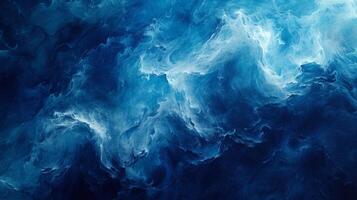 AI generated Fluid brushstrokes and shades of blue evoke the ebb and flow of ocean waves photo